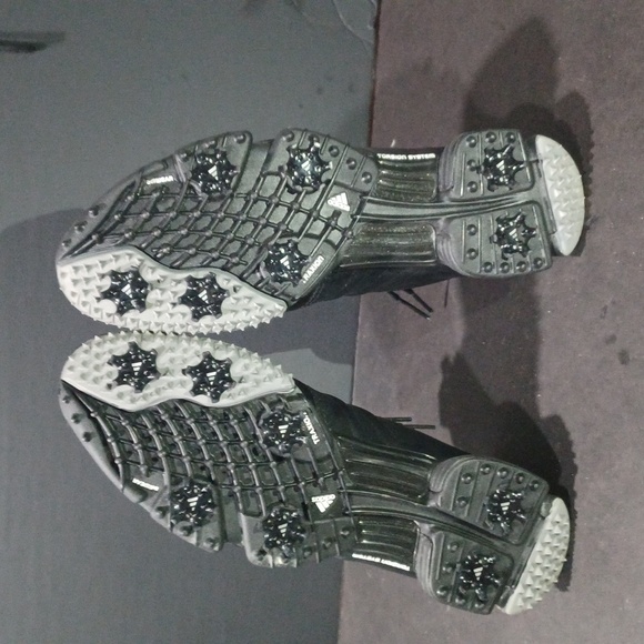 ADIDAS 2010 GREENSTAR BLACK LEATHER SOFT GOLF CLEATS MENS Sz 9 PRE-OWNED 670592 - Picture 6 of 6